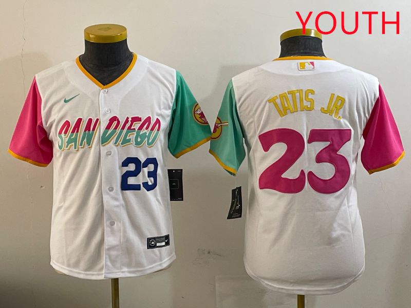 Youth San Diego Padres #23 Tatis jr White City Edition 2025 Nike MLB Jersey style 4